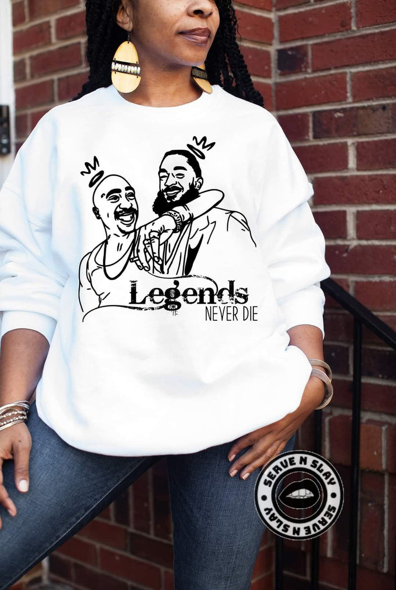 Legends Never Die Tee - Black Empowerment Apparel, Black Power Apparel, Black Culture Apparel, Black History Apparel, ServeNSlayTees, 